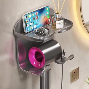 SXH New multifunctional no-drill suction cup bathroom hair dryer holder with bear head design integrated hair dryer rack and storage stand
