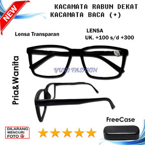 Kacamata FULL PLUS FRAME Hitam Lensa Bening Type Fullrim Khusus Baca Rabun Dekat PRIA DAN WANITA Ukuran PLUS 1.00 SAMPAI PLUS 3.00