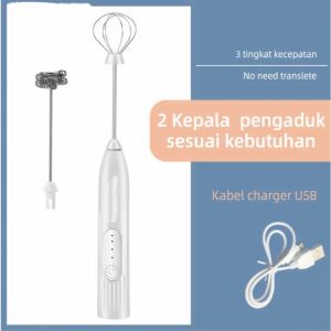 SCUDOS Pembuih Susu Pengocok Telur Handheld Blender Milk Frother Electric Mixer Portable Egg Beater USB Rechargeable "