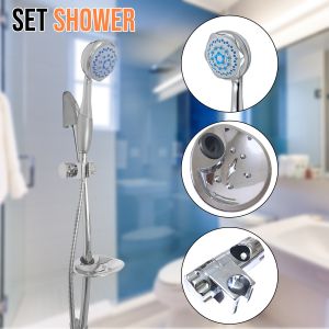 Shower 1 Set Paket Lengkap Hand Shower Bahan Abs Chrome dan Stainless Tiang Melengkung SJ-67