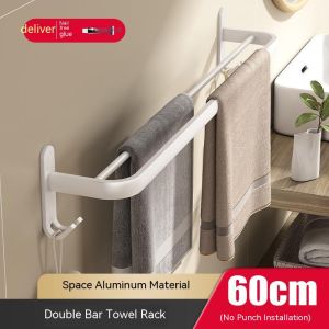 IGDL ผู้ผลิตชั้นวางผ้าขนหนูเจาะฟรีแสงหรูหราสีดำทองพื้นที่อลูมิเนียมห้องน้ำชั้นพับอาบน้ำบาร์ห้องน้ำจี้