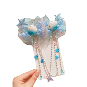 Shell Ear Hanging Multi Purpose Hair Ornament Pearls Embellished Hairband For Girls Girls Lightweight Fabric Hairpiece
