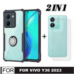 PAKET 2IN1 CASE VIVO Y36 4G / Y36 5G / Y35 SOFT CASE SHOCKPROOF TRANSPARAN FREE HOLDER RING CASING