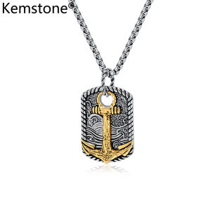 Kemstone Vintage Anchor Titanium Steel Mens Punk Nautical Necklace Chain Gift
