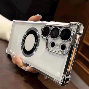 For Magsafe Plating Magnetic Phone Cases For Samsung Galaxy S26 S25 S24 S23 S22 Ultra S21 Plus S21 FE Case Wireless Charge Cover
