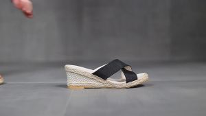 2026 Spring/Summer New High-Heeled Sandals Fabric Wedge Heel WomenS Shoes Casual Beige Korean Style WomenS Slippers