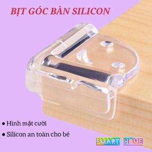 Set 4 miếng bịt góc bàn bọc cạnh bàn Silicon hình mặt cười chống va đập kèm miếng dán 3M