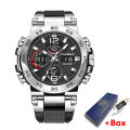 LIGE watch for man digital watch Mens Watch Waterproof Sport Wristwatch Dual Display seiko watches for men +BOX. 