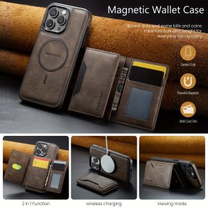 2 in 1 Magnetic Wallet Case for iPhone 16 Pro Max 15 Plus 14 13 12 Card Holder Detachable Wireless Charging Leather Stand RFID