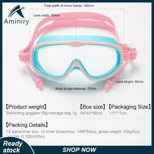 Aminiry[Love sports] Kids Big Frame Swimming Goggles With Earplugs Childrens Anti-fog Swimming Glasses Boys Girls Pool Beach Eyewear Swim Goggles