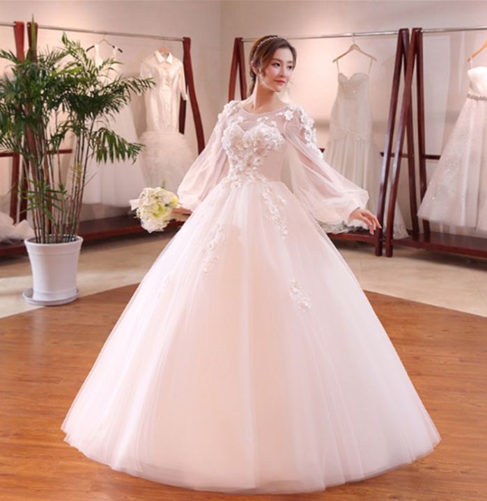Wedding Dress Tutu Dress Korean Korean Fashion Long Sleeves