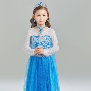 Anna Frozen Elsa Costume Set Elsa Costume for Kids Girls Elsa Dress forGirls Kids Birthday Party Cosplay Costume Frozen Princess Elsa Long Sleeves Dress Career Guidance Costume for kids Costume 110-140cm