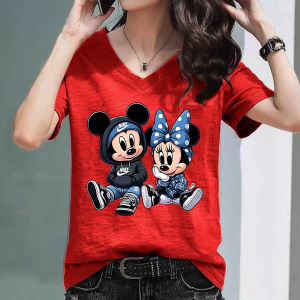M-6XL เสื้อลายMickey คู่รัก เสื้อยืด แขนสั้น สวยเก๋ Valentine for man women Cotton100% High quality C434