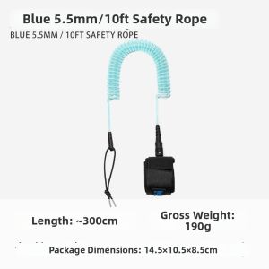 MIRELAE 5.5mm/10ft Sup Board Foot Leg Rope 8 Colors Elastic Surfing Stand Leash High Quality Practical Coiled Surfboard Leash for Training Exercise