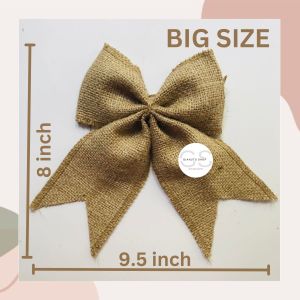 New 6-Piece Rustic Jute Ribbon Bow Set for Christmas Tree and Festive Decor