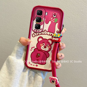 New Phone Case Infinix Hot 50 Pro + Tecno POP 9 8 7 Pro Plus 4G Ins Creative Fashion Cappy Strawberry Bear Frog All Inclusive Protection Casing with Lanyard 2024