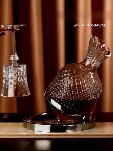 Crystal Glass Rotating Decanter Creative Top Tumbler High-end Red Wine Dispenser Jug Jar Gift Bar Party Home Decor Art Glassware