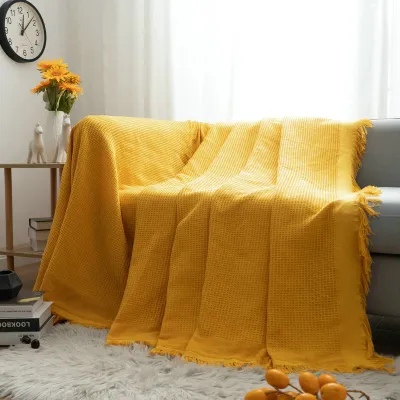 Thảm cotton trải sofa trơn phong cách Bắc Âu/ chăn thổ cẩm phủ ghế vintage - Minimalist Nordic Sofa Cover Blanket