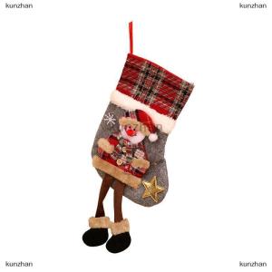 [COD] kunzhan Christmas Stocking Christmas Tree Pendant Snowman Santa Elk Bear Children Gift Bag Family Party Decorations New Years Gifts