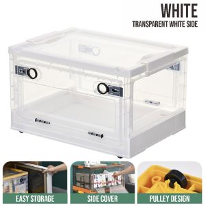 🇸🇬 🔥Koala Home Foldable Clothing storage box Plastic stackable Organizer transparent with Wheels Outdoor Dormitory