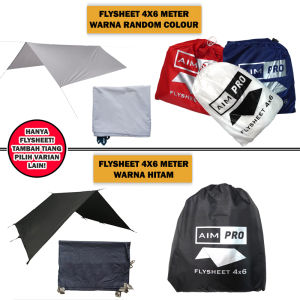 Flysheet Tenda 4x6 M Waterproof 19 lubang paket lengkap tiang pasak tali TERMURAH
