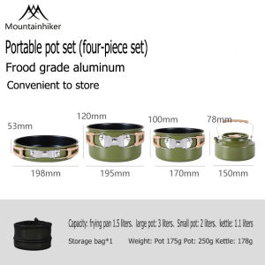 MOUNTAINHIKER 3pcs / 4pcs / Camping Cookware Set Cooking Set Pot Kettle Pan with Storage Bag