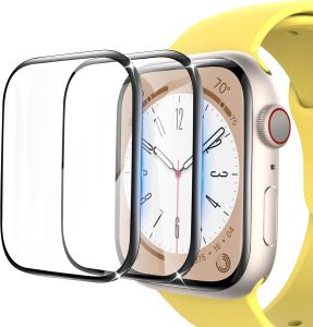 EWUONU[2 Pack Watch Screen Protector 41mm Series 9 Series 8/7 Tempered Glass 3D Full Coverage Waterproof Bubble-Free Anti-Scratch HD Clear Film for iWatch 9/8/7 41mm