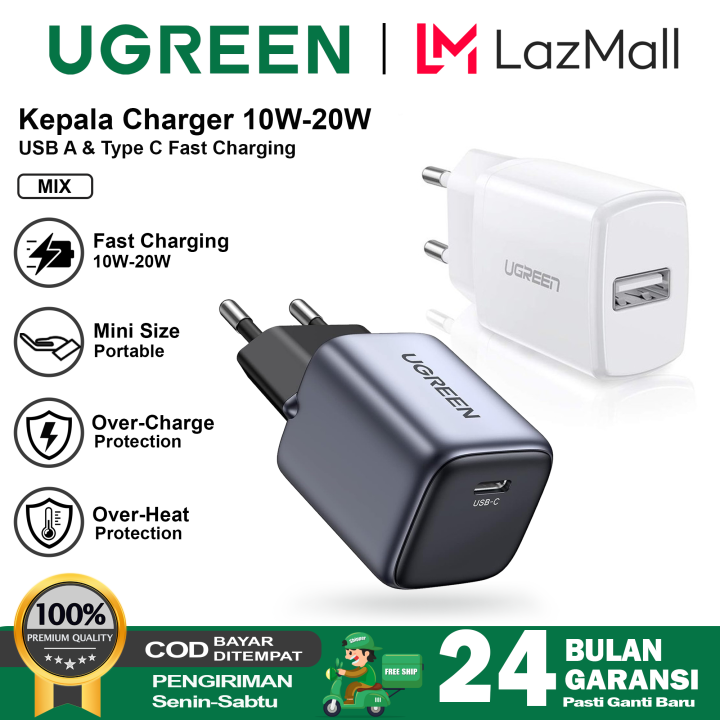 UGREEN Kepala Charger Mfi Iphone 11 12 13 14 Fast Charging 10w 20w 30w