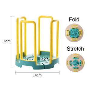 【SKIT SG】Kitchen Retractable Desktop Bowl Holder Organizer Plastic Drain Water Cup Drainer  Shelf Cabinet Dishes Storage Rack Plate Storage Tool Accessories