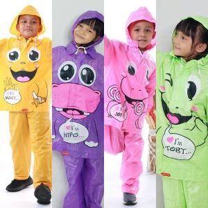 Jas Hujan Anak Kido 4-7 Tahun - Jas Hujan Anak Jaket Celana plus Tas Kiddo Kido - Jas Hujan Anak Indoplast - Jas Hujan Anak Jaket Celana Murah - Warna Random