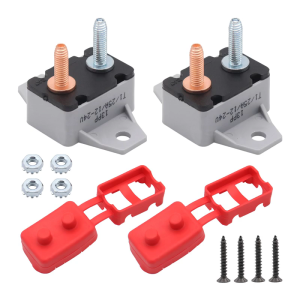2 Pack Plastic Mounting Brackets Auto Reset Breaker 25A 12V/24V Compatible Red Insulated Protectors For Automotive Use