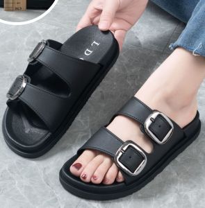 sandal slop wanita jelly karet tali dua motif gesper tebal 4CM ! LDG 8737