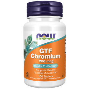 NOW GTF Chromium 200 mcg Bổ Sung Crom Hỗ Trợ Chuyển Hóa Glucose 100 Viên Chay. -M - Hỗ trợ hoạt động của insulin: Crom tham gia vào hoạt động bình thường của insulin trong quá trình chuyển hóa glucose.