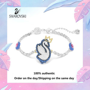 💖 Swarovski 💖 Womens fashion S925 sterling silver Bracelet 5650187 popular Swan dark blue crystal jewel border simple popular bracelet Essential gift for girlfriend on Valentines Day (Give away genuine packaging gift boxes)