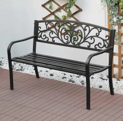 TREDEY 130cm Metal Outdoor Bench