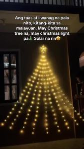 Solar Cascading Waterfall Lights with Star Topper Christmas Tree Lights Holiday Garden Decor