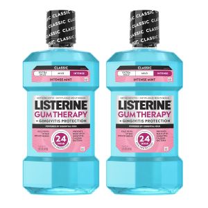 Listerine Gum Therapy Antiplaque & Anti-Gingivitis Mouthwash ADA Accepted Oral Rinse Helps Reverse Early Gingivitis Signs Like Bleeding Gums 4X Healthier Gums in 3 Weeks vs Brushing Alone Mint 1 L