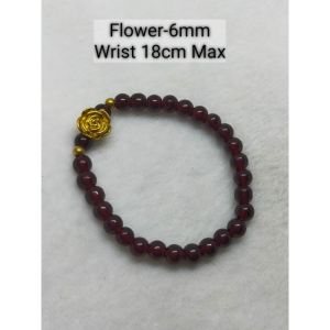 Wine Red Glaze With Plate Gold Bracelet/6mm About/酒红色琉璃镀金貔貅花花手串