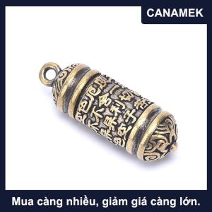 【CANAMEK】 Móc Khóa Mặt dây chuyền hình trụ kinh phật bằng đồng thau rỗng hộp đựng thuốc trang sức vòng cổ
