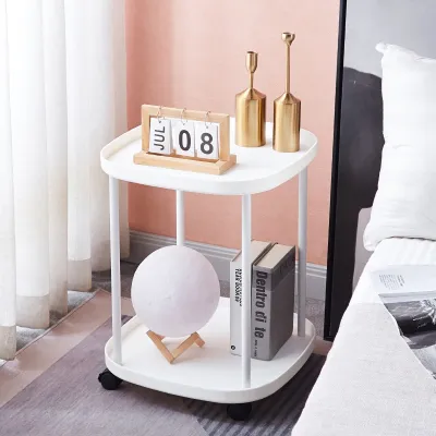 Side Table with Wheels Moveable Sofa Bedside Table Rack Bedroom Living Room Storage Organizer Kecil Tepi Katil