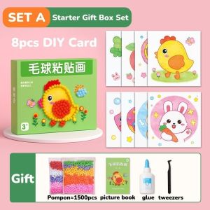 Allieuka Pom Pom Art Kit Diy Craft Set Sensory Activity Non Toxic Sulit Budol Kids Preschool Gift Box