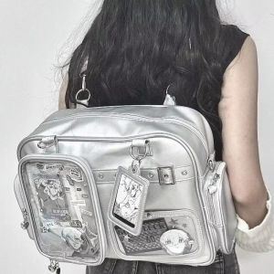 Y2K New Cute Ita Bag Concert Large Capacity Backpack Lolita Girl Transparent Shoulder Bag DIY Badge Display Casual Crossbody Bag