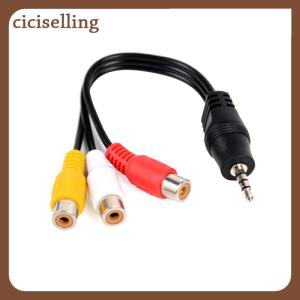 [ciciselling] 28cm 3.5mm jack av male to 3rca female audio video cable cord stereo adapter