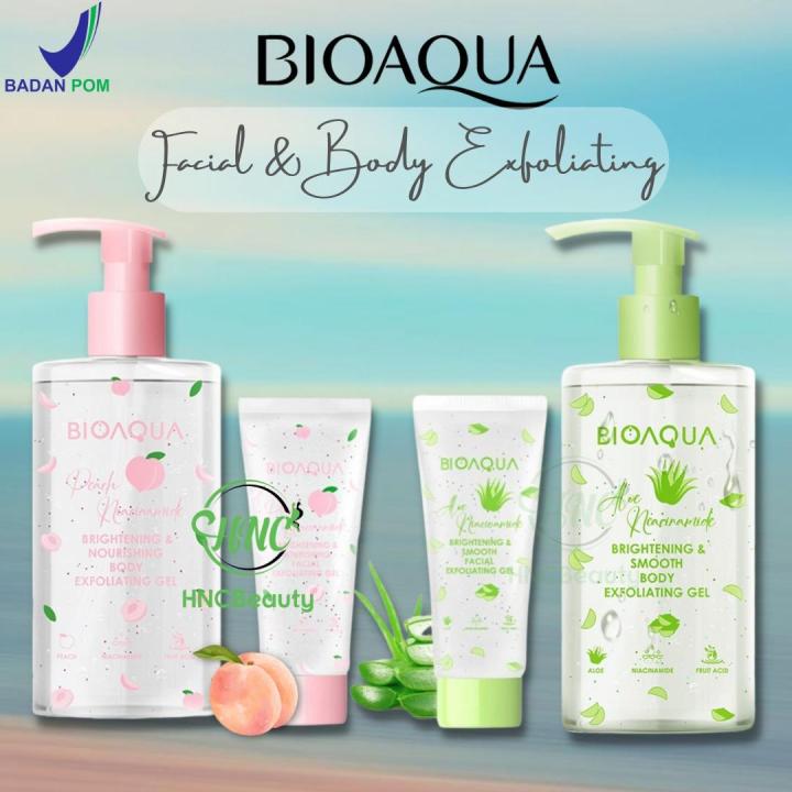 {BPOM} BIOAQUA Niacinamide Brightening & Smooth \ Nourishing Facial 100gr \ Body 350gr Exfoliating Gel