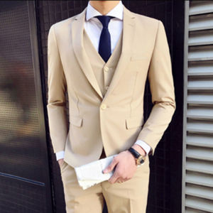 【Blazer + Pants + Vest】Men’S Slim Fit Suit Set Wedding Business Wear Formal Men Suit Plus Size Blazer Tuxedo Suit