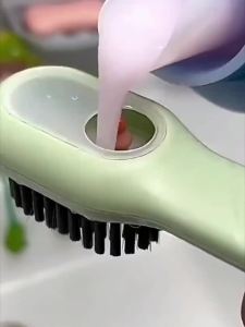 Liquid added shoe brush multifunctional shoe washing brush household press type liquid dispensing soft bristle laundry cleaning brush does not harm the shoe