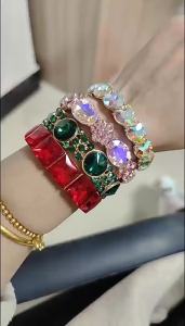 Cross-border best-selling colorful round stone bracelet fashionable and versatile high-quality light luxury womens bracelet wholesale