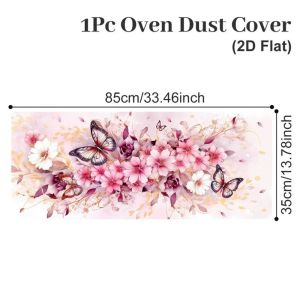 BESTITIT 85x35cm Microwave Oven Dust Cover Polyester Fabric Oil Proof Waterproof Machine Protector Universal Washable Microwave Dust Cover Household Kitchen Decor