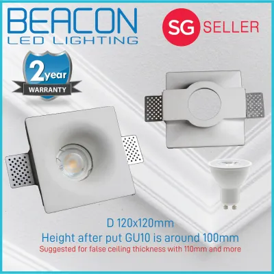 Beacon LED (Modern Design) Gypsum Frameless Plaster False Ceiling Recessed Spotlight / Downlight - Easy Replacement Bulb