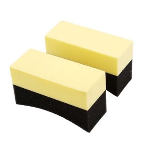 Car Tire Waxing Sponge with Lid Can Hold the Handle Easy Polishing Curved Tire Sponge Wipe Auto Cleaning Tool Detailing Brush